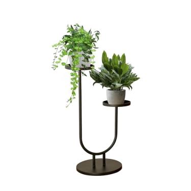 Imagem de Thousand-Hill Range Suporte Para Plantas Interno, De Canto Metal Alto 2 Camadas Vasos, Prateleira Flores Ao Ar Livre, Janela, Jardim, Pátio, Varanda, Decoração Casa, Sala Estar, Quarto, Preto