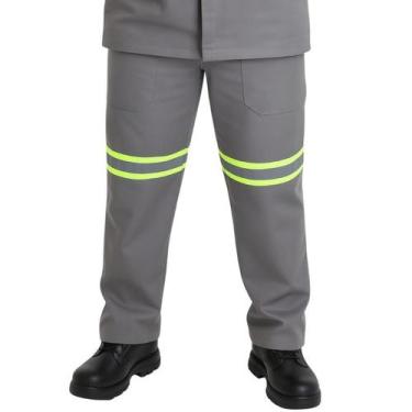 Imagem de Calça Trabalho Proteção Antiácido Repelente Agentes Químicos Cinza - F