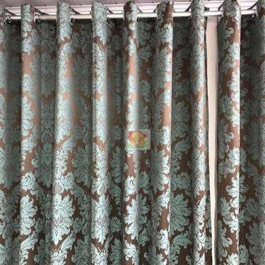 Imagem de Cortina Jacquard Blackout Marrom com Verde 2,80m X 2,30m - Sua Casa De