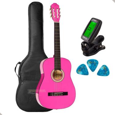 Imagem de Kit Violão Nylon Acustico Vogga Vca105N Pk Rosa