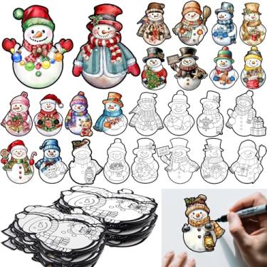 Imagem de Simgoing 40 peças de pôsteres de colorir de veludo felpudo, Natal, artesanato, faça você mesmo, projetos de Natal, feltro, artes de colorir, boneco de neve, pôsteres de pão de gengibre para a família