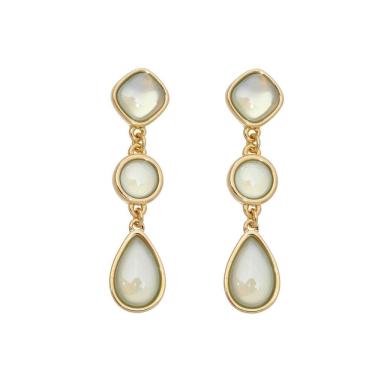 Imagem de Brinco Folheado A Ouro 18 K Com Pedra Àgata Azul Claro