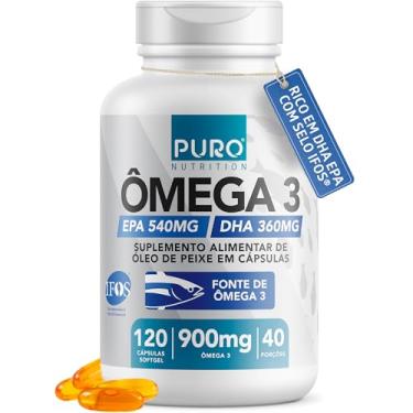 Imagem de Ômega 3 (Alta Concentração) EPA DHA Puro Nutrition, 900mg por Dose, 120 Cápsulas, Certificado IFOS