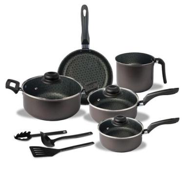 Imagem de Conjunto de Panelas Disegno 08 Peças Preto - Marpal