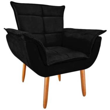 Imagem de Poltrona Opala Luxo suede Preto para leitura - JBF