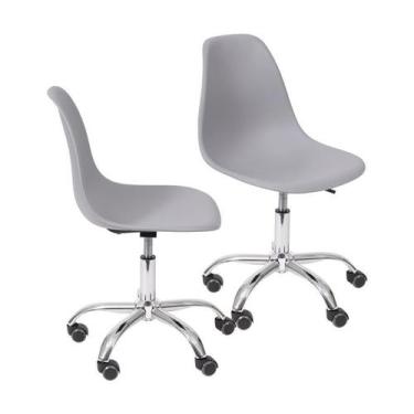 Imagem de Kit 2 Cadeiras Boxbit Dkr Eames Base Em Rodízio Cinza