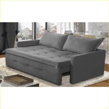 Imagem de Sofá Sem Caixa Retrátil e Reclinável 1,65m com Molas Maira Suede Cinza