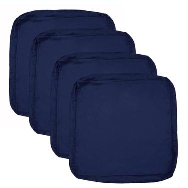 Imagem de Sqodok Capas de almofada de pátio 61 x 56 cm, à prova d'água, pacote com 4 capas de almofada para área externa, capas de assento de substituição para sofá secional, cadeira de vime, azul