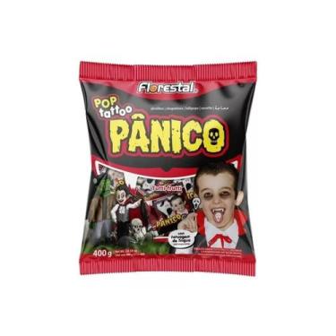 Imagem de Pirulito pop tatoo pânico sabor tutti-frutti 400g florestal