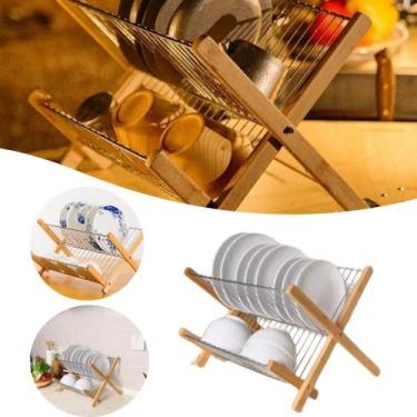 Imagem de Escorredor Organizador De Louças Metal E Bambu Mimo Style