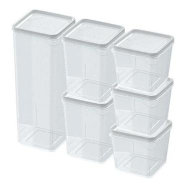 Imagem de Kit 6 Potes Modulares Porta Mantimentos Branco Bpa Free - Nitron