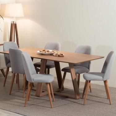 Imagem de Conjunto de Jantar Mesa Avena 6 Cadeiras New Drop - Canella c/ Cinza