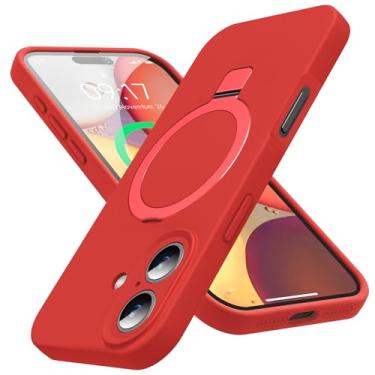 Imagem de KMAMBAG Capa Mag-Ring projetada para iPhone 17, silicone líquido [fator hidratante] capa de telefone fina extremamente macia com suporte [compatível com MagSafe] para 17 6,3 polegadas homens e