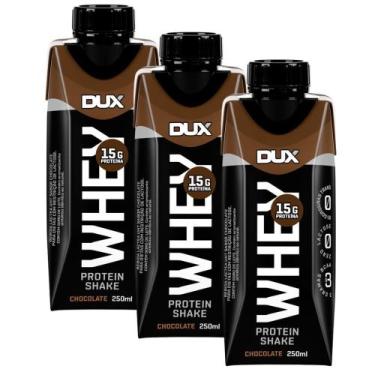 Imagem de Kit 3 Bebida Láctea UHT Whey Protein Shake Dux Sabor Chocolate com 15g