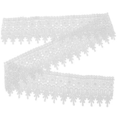 Imagem de Pssopp Fita de acabamento de borda de renda de 5 jardas fita de acabamento de fio de poliéster fita de decoração de roupas artesanato DIY acessórios de costura (branco)