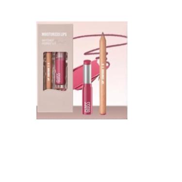 Imagem de Melemando Conjunto de 2 peças de delineador labial e batom, 2 em 2 delineadores labiais à prova d'água, conjunto de batom de longa duração, lápis lipliner fosco e kits de maquiagem de brilho labial