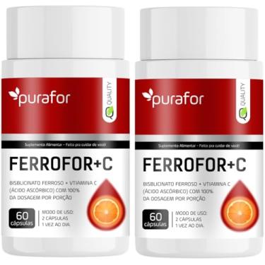 Imagem de Kit 2 Suplemento Alimentar em Cápsulas - Ferrofor + Vitamina C - 60 Cápsulas com 100% da Dosagem por Porção