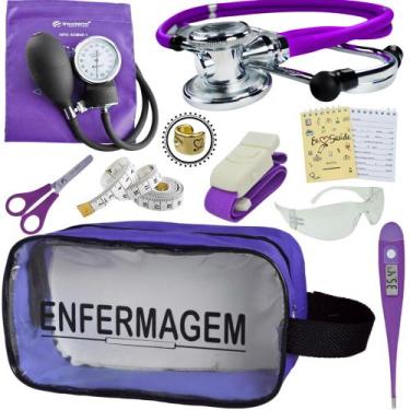 Imagem de Kit Academico Enfermagem Premium Preto Completo - Love Saude, ROXO TRA