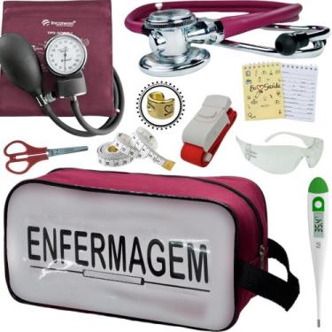 Imagem de Kit Academico Enfermagem Premium Preto Completo - Love Saude, VINHO TR