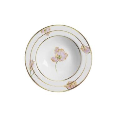 Imagem de Conjunto com 6 Pratos Fundo Fiore Filete Ouro Ø25cm - Alleanza Cerâmic