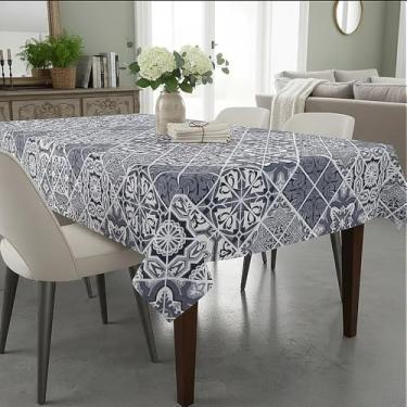 Imagem de Toalha de Mesa Impermeavel Termica Estampada Cozinha Copa Sala de Jantar Reforçada (AZULEJO AZUL)