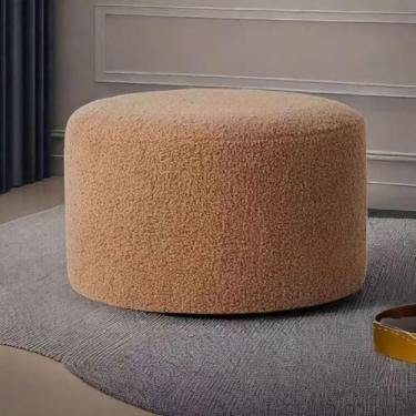 Imagem de Puff Estofado Premium Grande Pelúcia Apoio Para Os Pés Mesa De Café Extra Confortável Descanso Para Os Pés Redondo Para Sala De Estar Quarto Escritório, Dark Coffee, Diameter 50cm - High 35cm