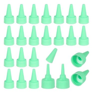 Imagem de PATIKIL 24/410 tampas giratórias, 60 peças de tampas de substituição de garrafa de plástico com junta de espuma para tampas de tinta, distribuição de cola, artesanato faça você mesmo, verde