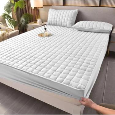 Imagem de Capa Protetora ImpermeáVel Para ColchãO 100% à Prova D'áGua - Matelada Com EláStico 360° - AntiáCaros E HipoalergêNica - Para ColchãO Casal/Queen/King(King,branco)