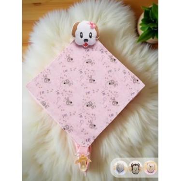 Imagem de Naninha De Bebê Com Prendedor De Chupeta Menina Menino(Cachorra Rosa)