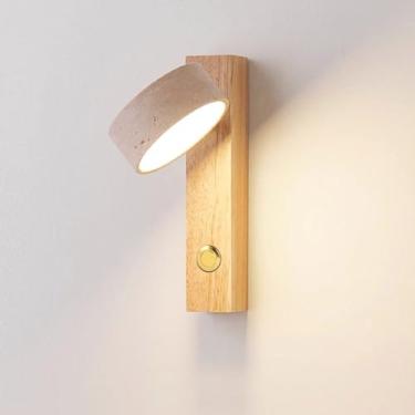 Imagem de Luqeeg Arandelas de Parede LED Modernas com Interruptor, Luz de Leitura de Cabeceira de Parede, Cabeça de Lâmpada de Luz Quente, Ângulo Ajustável para Quartos Corredores Salas (Cor de madeira)