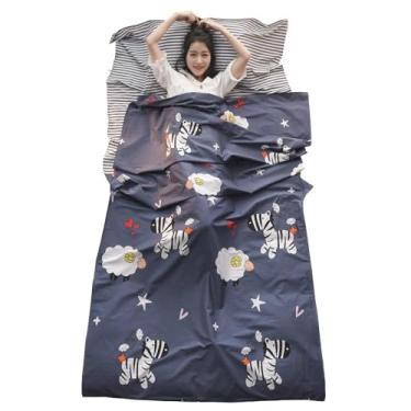 Imagem de Azarxis Lençóis de campismo com forro de saco de dormir para acampar, viajar, hotéis, albergues e mochilão - lençol de viagem leve portátil para adultos (branco e preto, 80 cm x 229,9 cm)