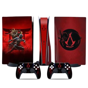 Imagem de MaD Vision Conjunto de películas de vinil extraduráveis para PS5 Disc + 5 pares de anéis de mira | Kit de adesivos resistentes a arranhões para PlayStation 5 + 2 controles – para design