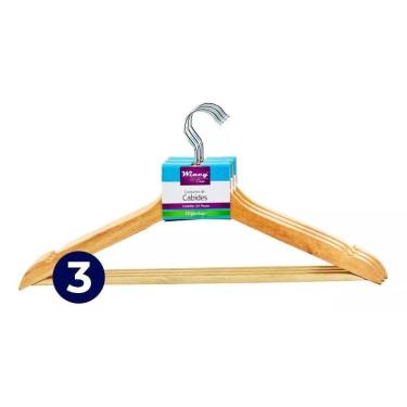 Imagem de Kit Cabide De Madeira Envernizado 6 Pç Reforçado 45Cm Wincy