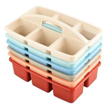 Imagem de ALINK Organizador de plástico para sala de aula com 6 compartimentos, pacote com 6, organizador de suprimentos para professores, material para sala de aula, escritório, mesa, arte artesanal, lápis