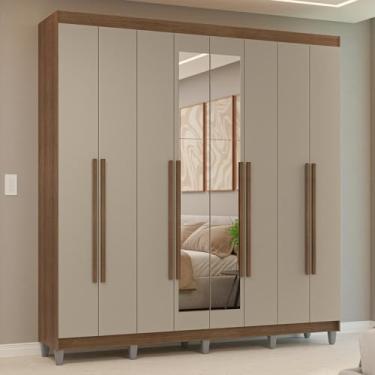 Imagem de Guarda-roupa Casal com Pés 8 Portas Batentes com Espelho Venus Madesa