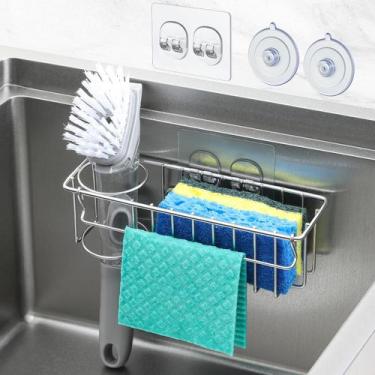 Imagem de Suporte de esponja LANDNEOO 3 em 1 para pia de cozinha em aço inoxidáv