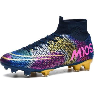 Imagem de Tênis de futebol masculinos de futebol com pontas longas, couro e borr