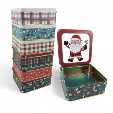 Imagem de Lata Natalina C/ Visor Metal Porta Doces Lembrancinha G 15cm - MultiA