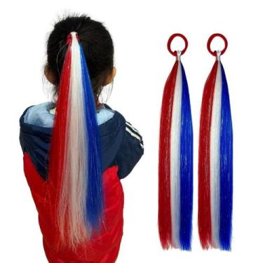 Imagem de Extensão de cabelo Szphoxer Ponytail Tinsel 51 cm, 2 peças de vermelho