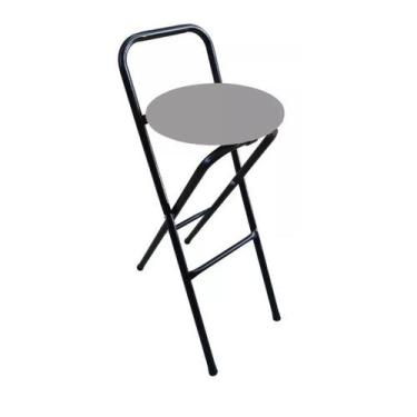 Imagem de Banqueta Baixa Aço Estofado Kit 2 Banqueta Dobrável - Moveraço, Cinza