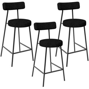 Imagem de Kit 03 Banquetas Baixa Para Cozinha Sala De Jantar Bancada Milão L02 L