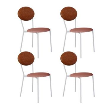 Imagem de Conjunto 4 Cadeiras de Jantar Vintage Elipse Tecido Mesclado Est.Branc