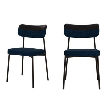 Imagem de Conjunto 2 Cadeiras de Jantar Mynna Tecido Mesclado Est.Preta - Metali