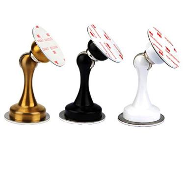 Imagem de Batente de porta, batente de porta magnético, trava de porta de aço inoxidável, fita adesiva dupla face, sem necessidade de perfurar. Melhor proteção para paredes (prata-1 pacote)