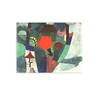 Imagem de Zeichn8u Paul Klee Arte de parede com o pôr-do-sol pôster surrealismo impressão de arte em tela por Paul Klee pintura arte de imagem quarto sala de estar escritório decoração de parede 100 x 70 cm