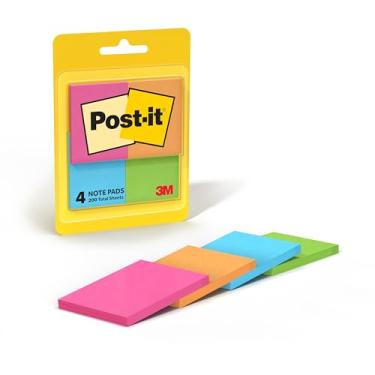 Imagem de Mini-notas adesivas Post-it 653-8AF, cores variadas, pacote com 4 blocos