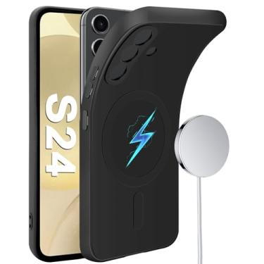 Imagem de Capa magnética para Samsung Galaxy S24, adequada para Mag-Safe, de silicone macio e fino para telefone Samsung S24 capa protetora com forro de microfibra de borracha gel para Galaxy S24 5G 6,2