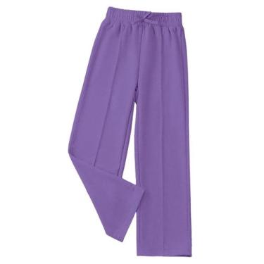 Imagem de Calça de moletom para corredores RoseSeek, de cintura alta, roxa, 12Y