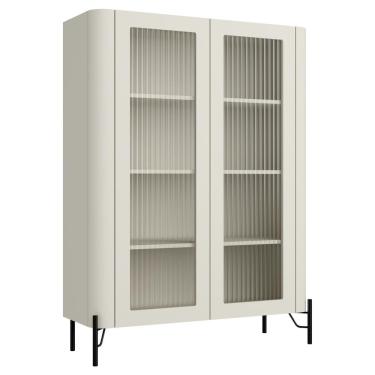 Imagem de Cristaleira Sala De Jantar 2 Portas Vidro Pés Industrial Preto Naim I03 Luna - Lyam Decor