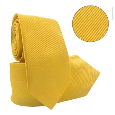 Imagem de Gravata Social Risco Fino Padrinho Evento - oem, Amarelo risco fino